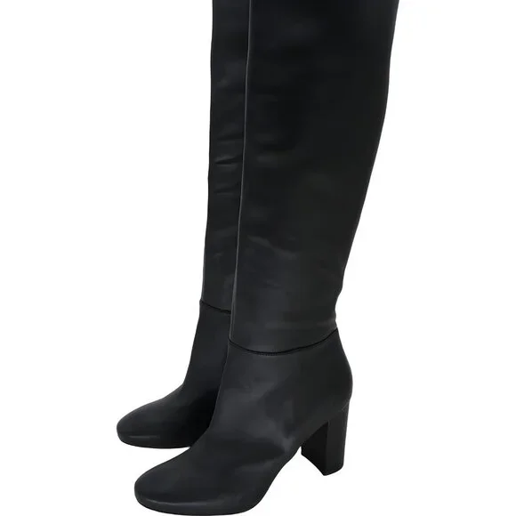 Vince Bexley Leather Knee High Boots Black Women's Shoes Size 9.5